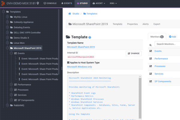 Quickly design monitoring templates with Monitoring Studio X intuitive interface