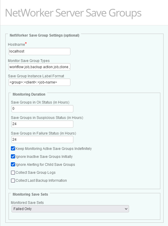 Configuring  NetWorker Save Group