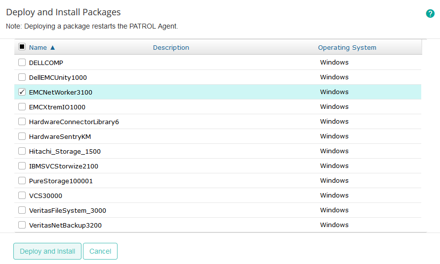 Installing the Package - Selecting the EMC NetWorker KM Package