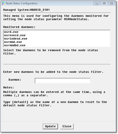 Node Status Configuration