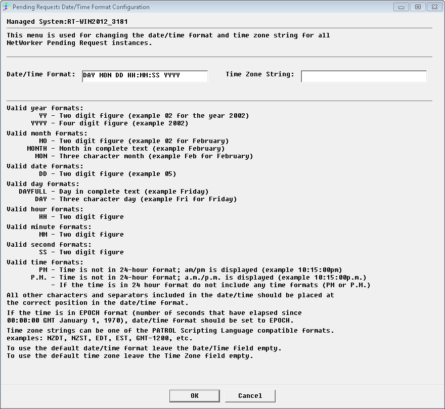 Pending Requests Date/Time Format Configuration