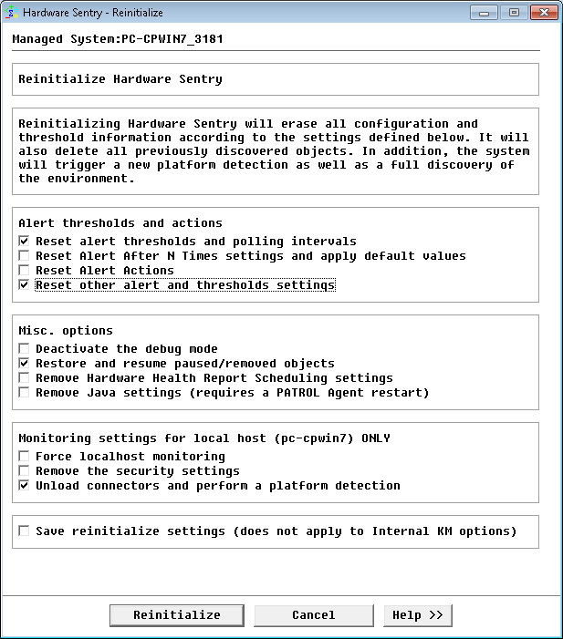 Reinitializing the KM