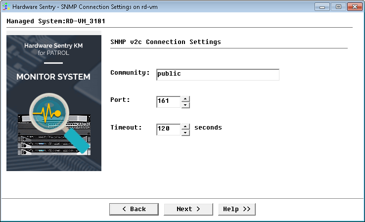 Configuring SNMP v2c Connection Settings