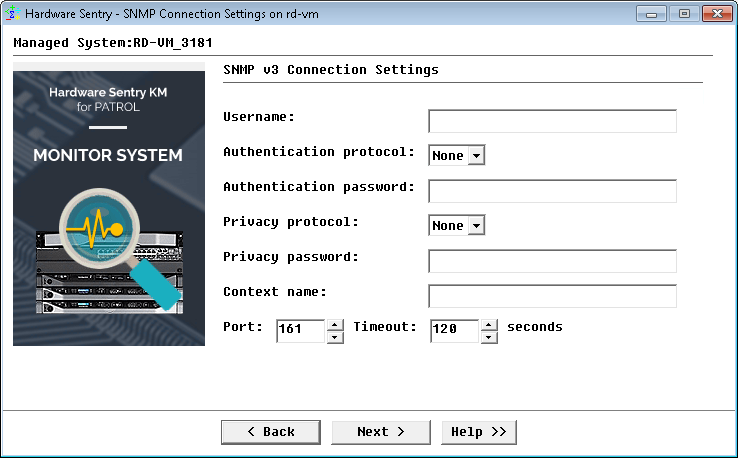 Configuring SNMP v3 Connection Settings