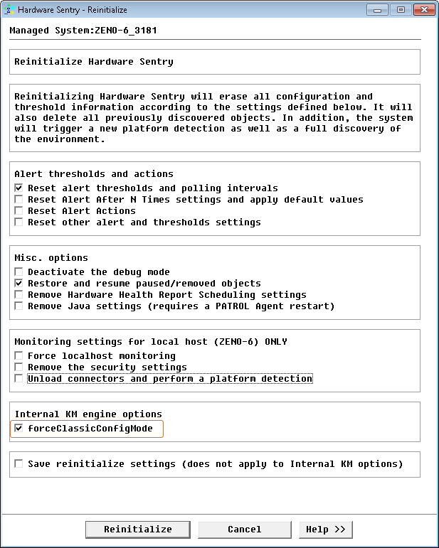 Forcing the KM to run in Classic Mode