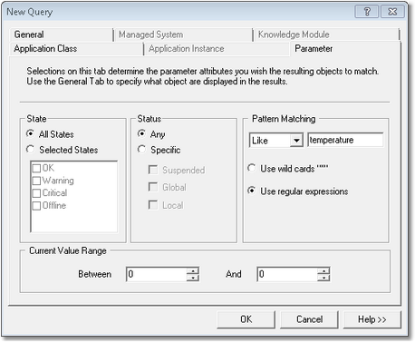 PATROL Query - Parameter tab