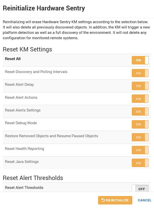 Reinitializing the KM