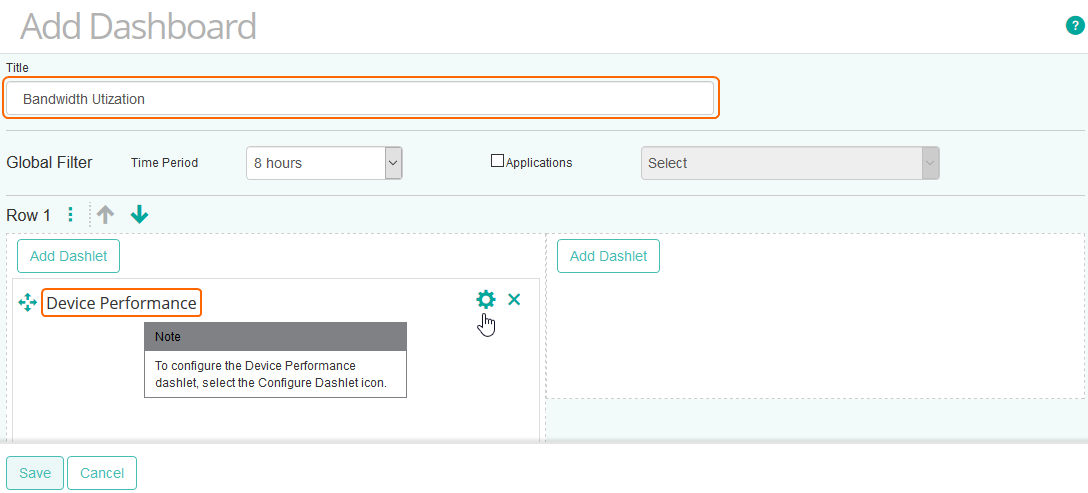 Selecting the Device Performance Template