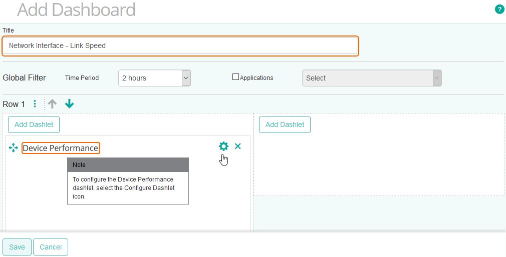 Selecting the Device Performance Template