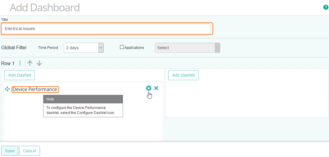 Selecting the Device Performance Template