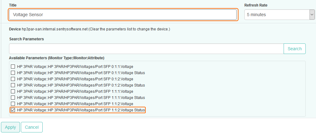 Selecting the Voltage Status Parameter