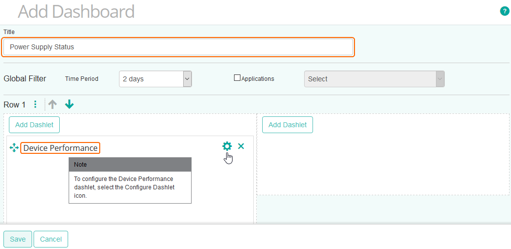 Selecting the Device Performance Template