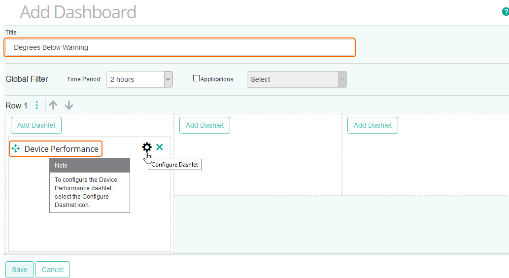 Selecting the Device Performance Template