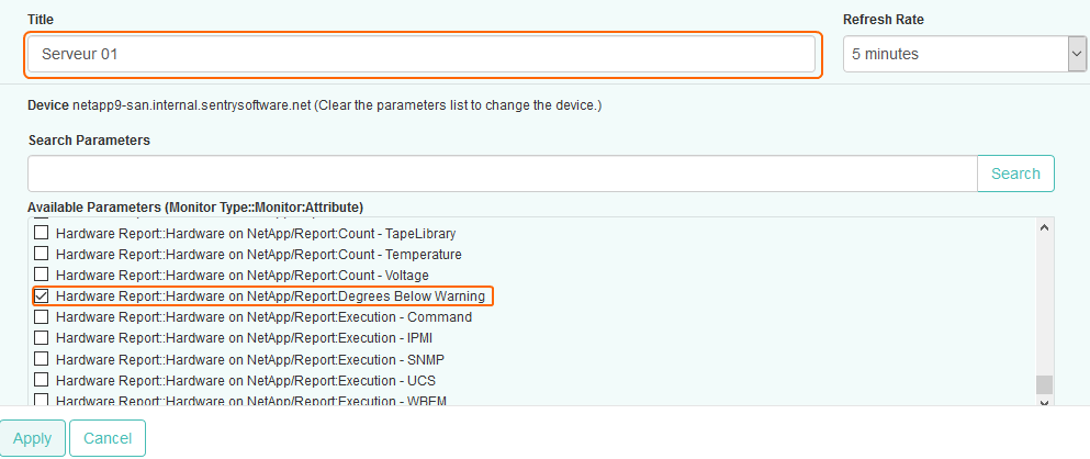Selecting the Degrees Below Warning Parameter