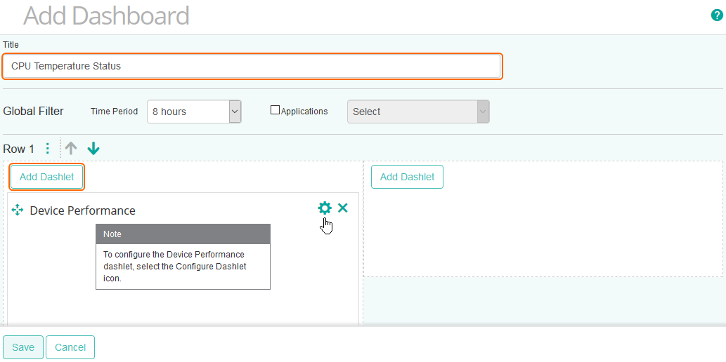 Selecting the Device Performance Template