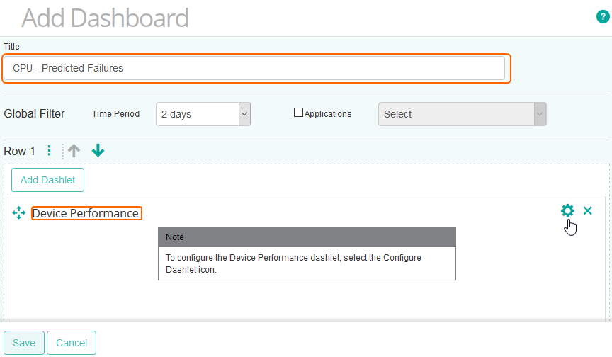 Selecting the Device Performance Template