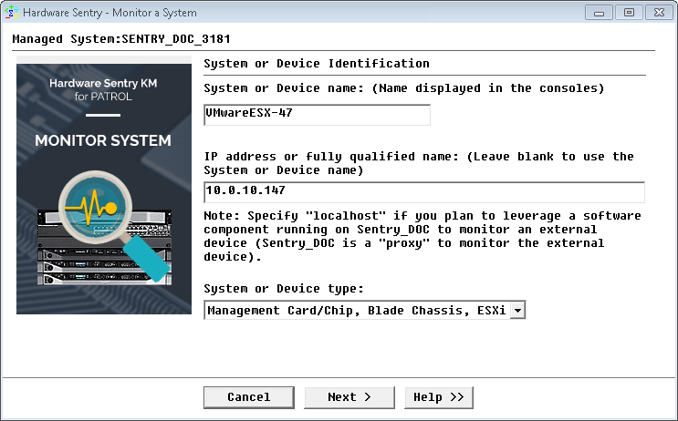 Monitoring VMware Servers — System Identification