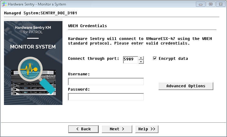 Monitoring VMware Servers — WBEM credentials