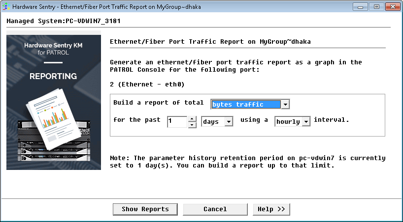 Ethernet/Fiber Port Traffic Report — Settings Definition