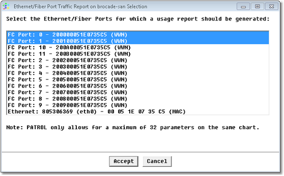 Ethernet/Fiber Port Traffic Report — Device Selection