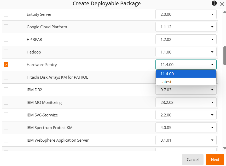 Selecting the Operating System, Platform and Hardware Sentry KM