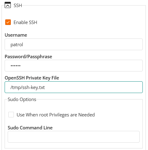 Provide the Required SSH Configuration Information