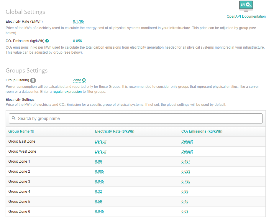 Filter TrueSight Groups for Green IT reports