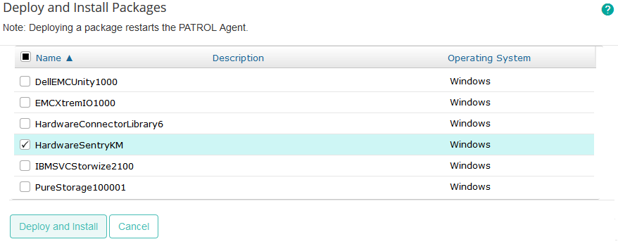 Installing the Package - Selecting the Hardware Sentry Package