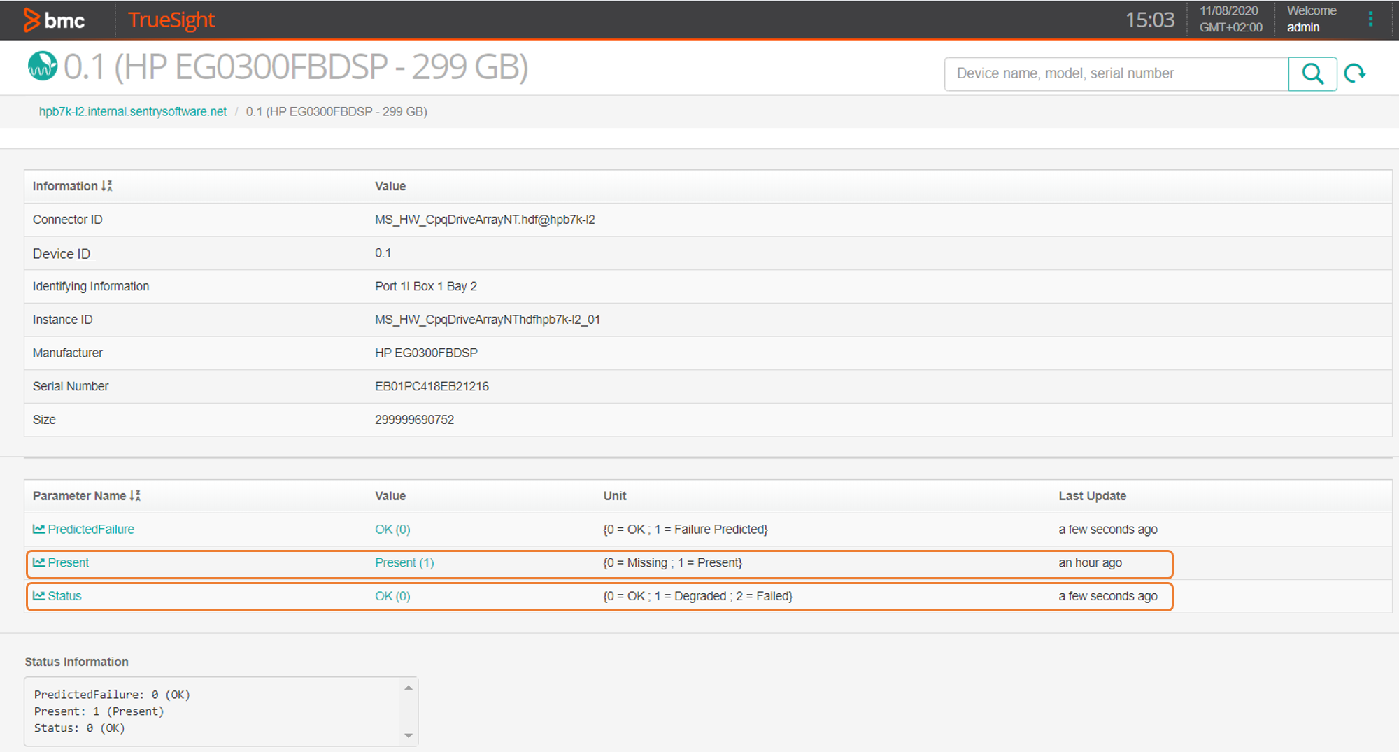 Physical Disk Monitor Information