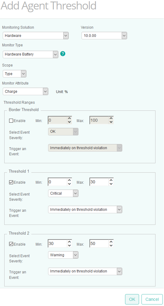 Setting Agent Threshold for the Hardware Monitor