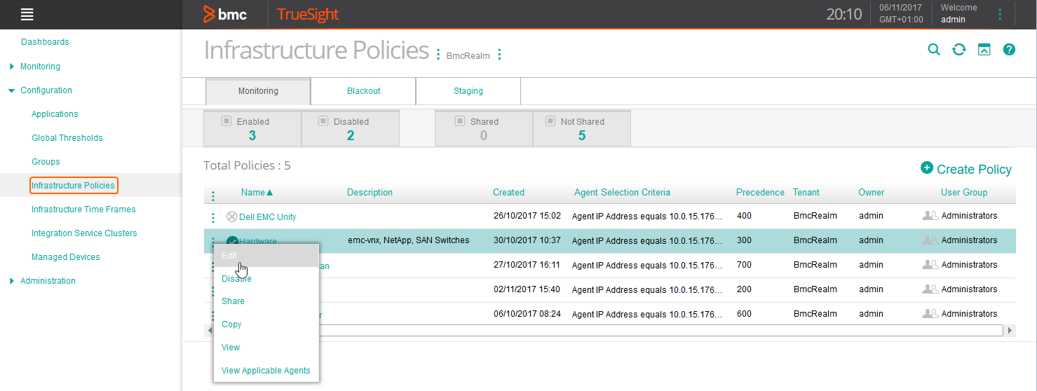 Editing the Hardware Monitoring Policy