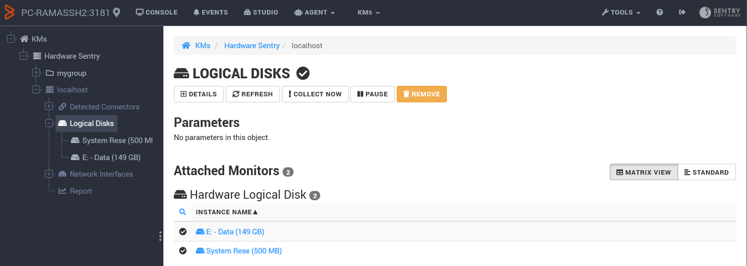 Removing a Component/Device Monitoring — Selecting all