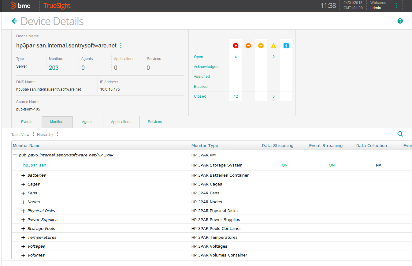 Displaying the HP 3PAR Instances