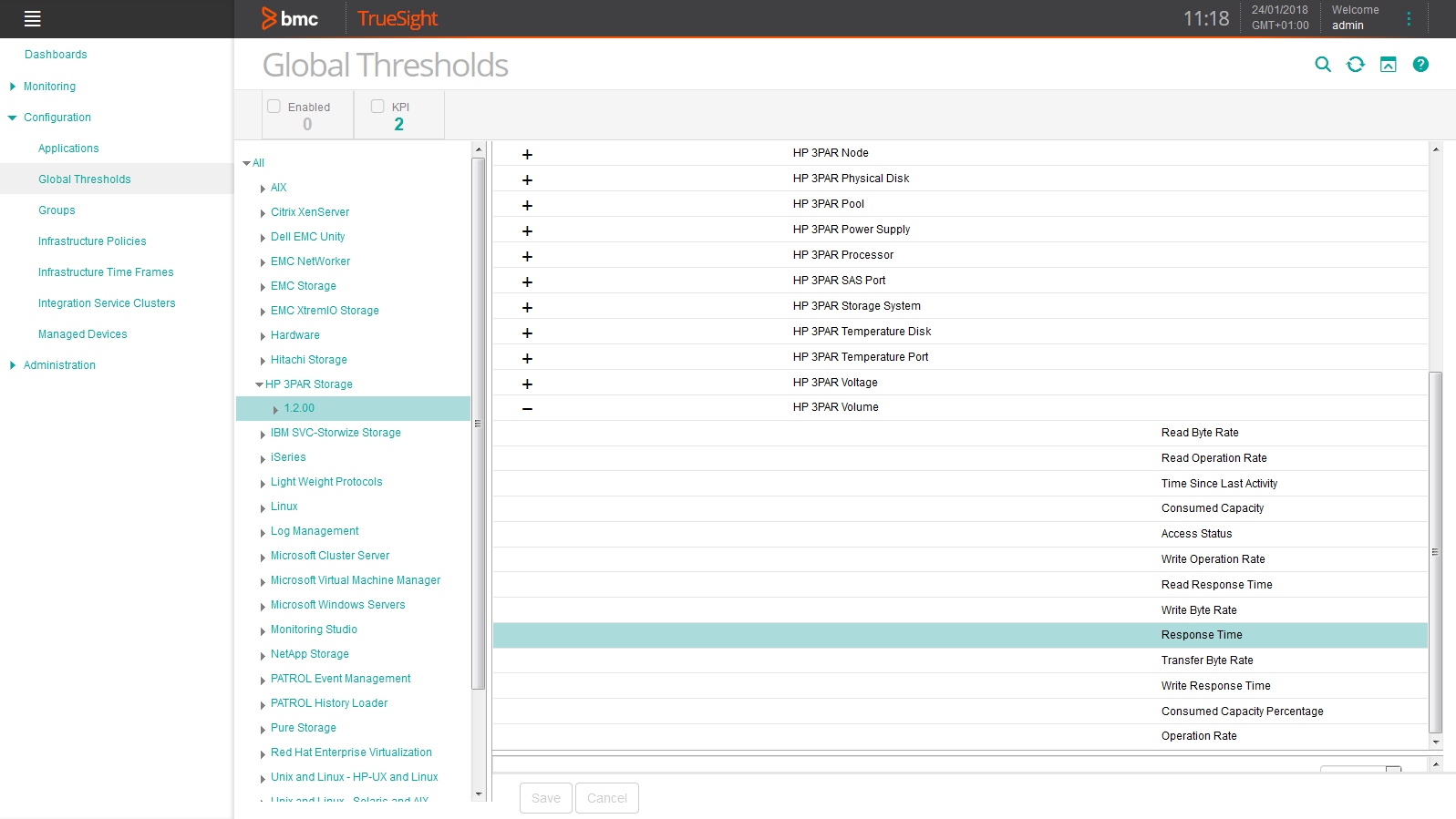 Setting Global Thresholds for the Response Time Attribute