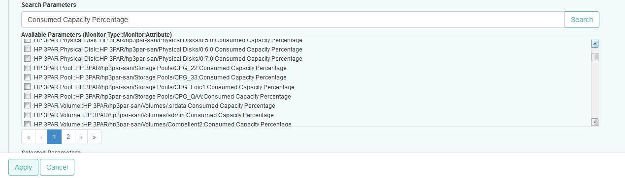 Selecting the Consumed Capacity Percentage Parameter