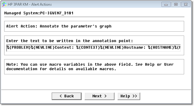 Alert Action: Annotate the Parameters Graph