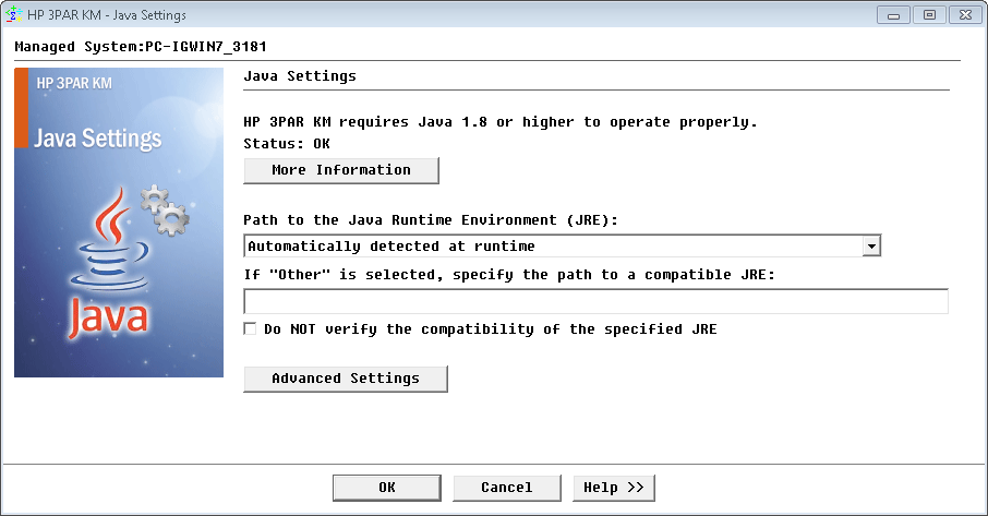 Java Settings  Configuration