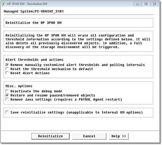 Reinitializing the KM