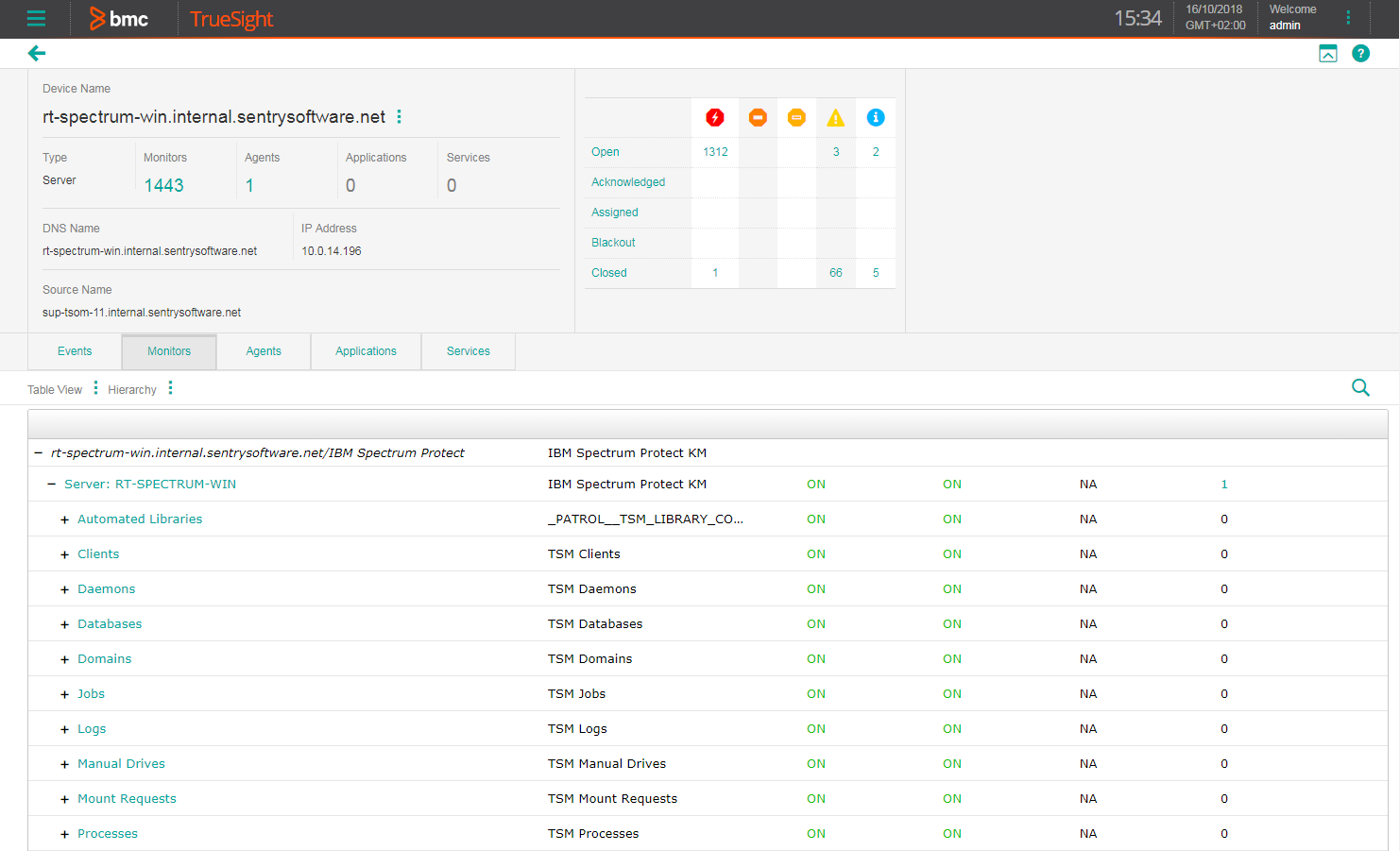 Displaying the IBM Spectrum Protect Instances