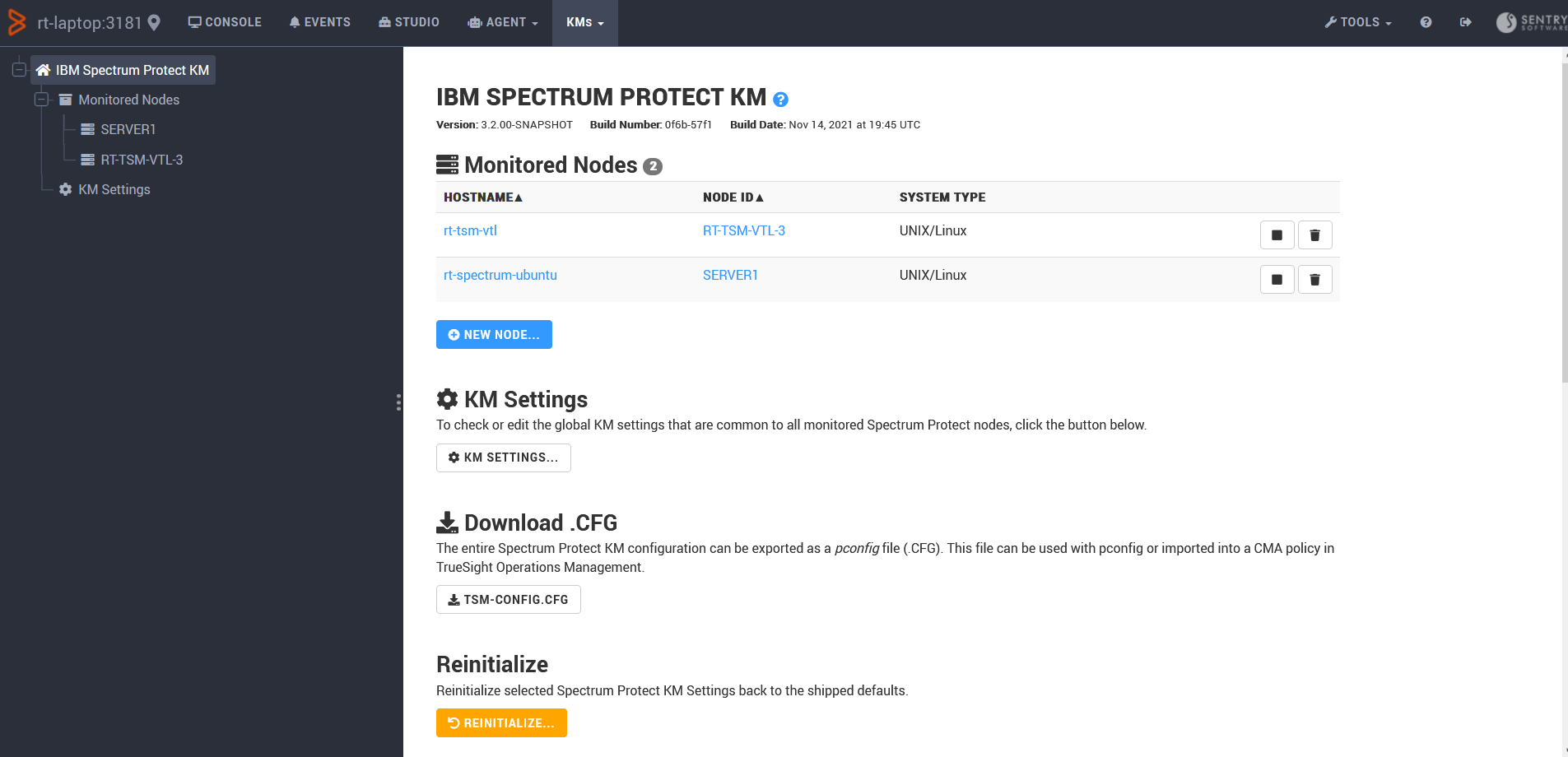 IBM Spectrum Protect KM Main Page