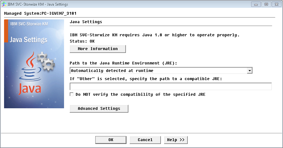 Java Settings Configuration