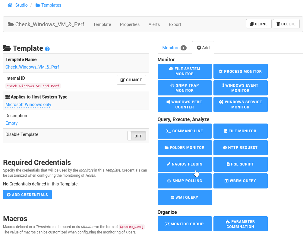 Monitoring Studio X hierarchy