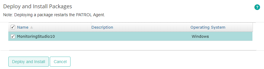 Installing the Package - Selecting the Monitoring Studio Package