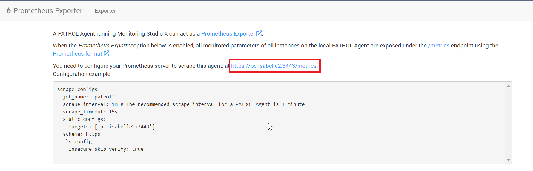 Accessing the exported data from the Monitoring Studio X interface