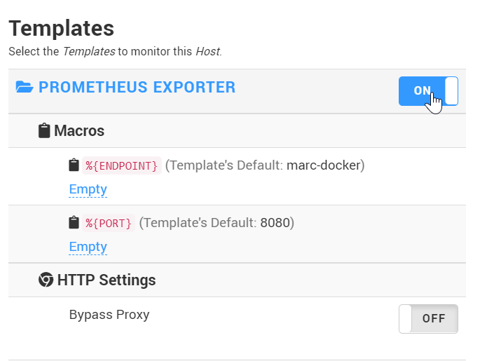 Enabling the Prometheus Exporter template