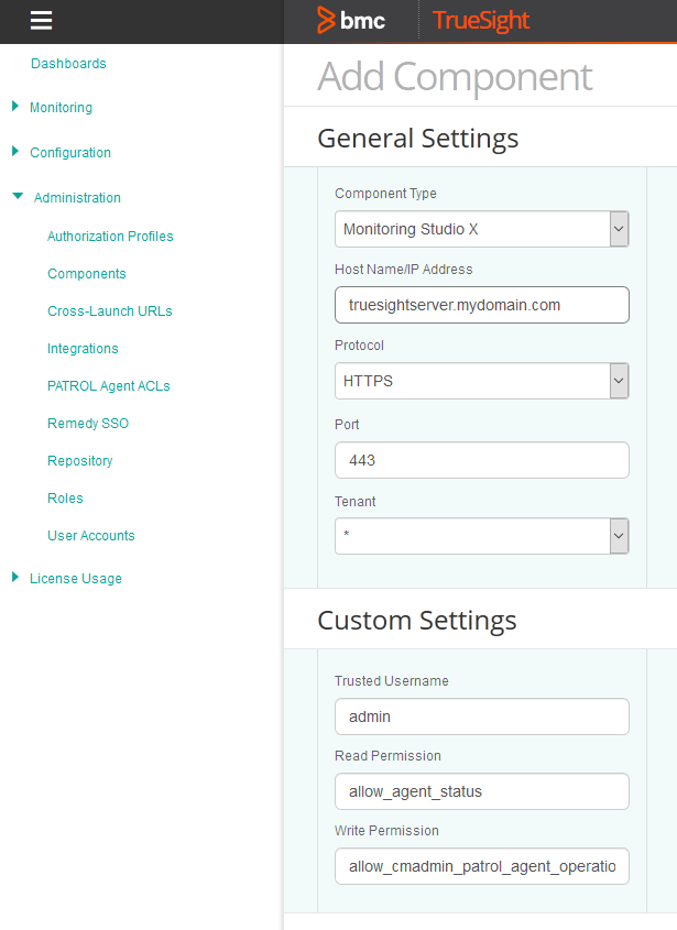 Adding Monitoring Studio X Component to TrueSight Presentation Server