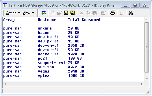 Per Host Storage Allocation — Show Report