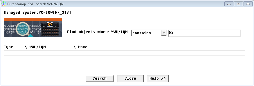 Search WWN/IQN Setting Panel