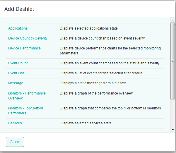 Adding a Dashlet