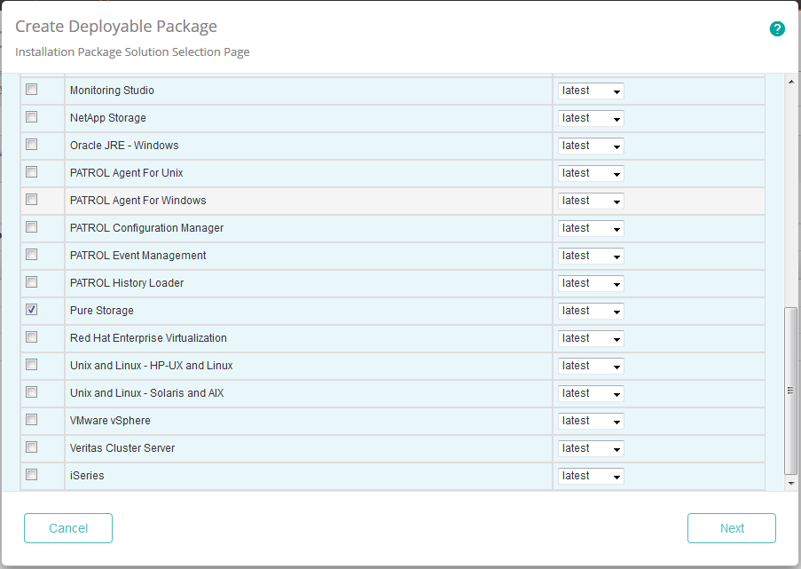 Selecting the Pure Storage KM for PATROL Solution